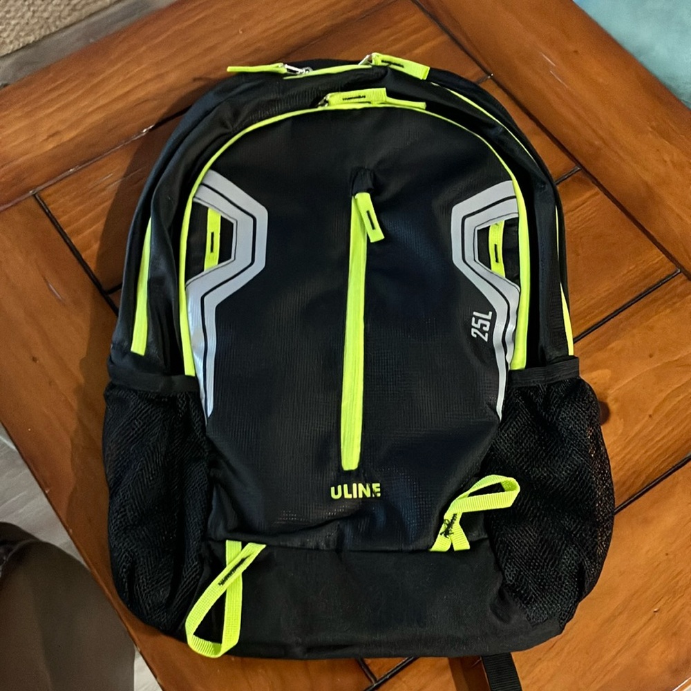 Black and Yellow Reflective Backpack with Neon Accents